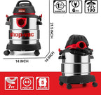 Shop-Vac 5989305 Wet/Dry Vacuum, 5 Gallon, 4.5 Peak HP Stainless Steel Vacuum, 1.25 Inch Diameter x 7 Foot Hose, 6 Ft Cord Length, Ideal for Jobsite, Garage, Car & Workshop