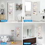 MAX Houser 4-Shelf Over The Door Hanging Organizer with 2 Metal Hooks, 4 Pocket Swing-Proof Behind Door Organizers with Clear Windows for Nursery Bathroom Closet,Dorm,Baby Diapers, Kids Toys (Beige)
