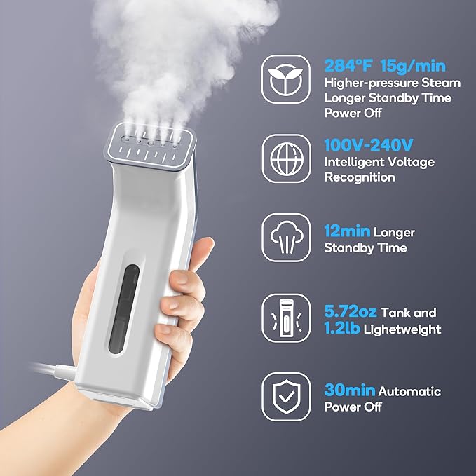 Travel Steamer for Clothes,100V-240V for Globle Traveling,Book-size Integrated design,Steamer ＆ Iron 2 In 1 for Clothes Portable mini, Clothes Steamer handheld for Home,Office(Panda color)