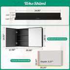 TokeShimi 36x24 Recessed Medicine Cabinet with Mirror Black, Beveled Bathroom Mirror with Storage Aluminum, Surface Mounted Metal Medicine Cabinets for Bathroom Vanity Wall
