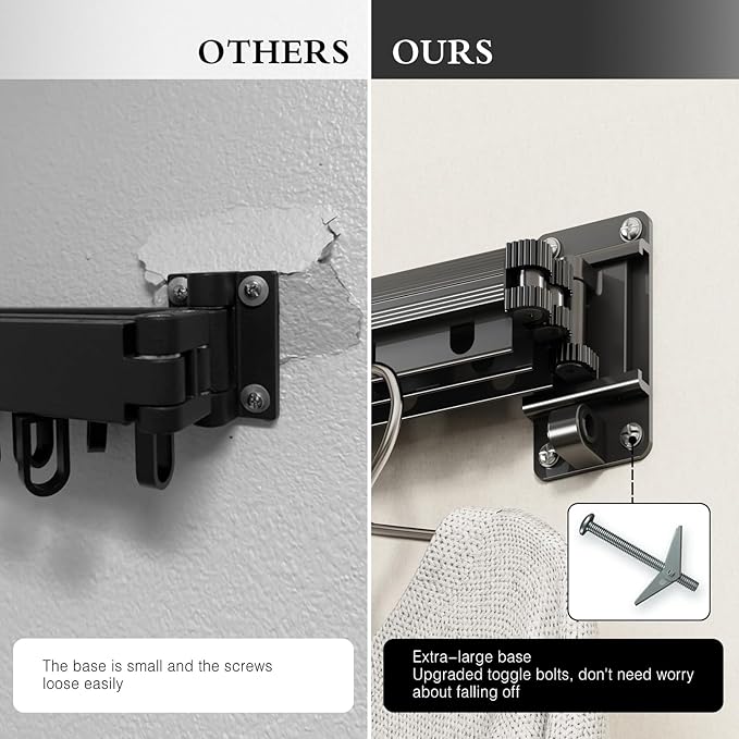 Clothes Drying Rack Wall Mounted Foldable Laundry Drying Rack Collapsible/Retractable Space Saving Laundry Hanger Dryer Rack with Additional Bar-Matte Gray