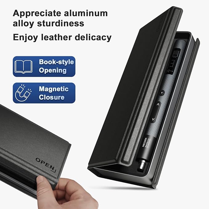 Precision Electric Screwdriver Set with LED Screen, 36 in 1 Mini Rechargeable Battery Power Repair Tool Kit with 0.3N.m, Leather Aluminum Case, Micro Cordless Automatic Screw Driver for iphone PC DIY