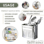 Kitchen Utensils Chopsticks Holder Drying Rack Basket with Hooks 2 Divided Compartments Quality Stainless Steel Large L5.4 X H4.3 X W2.6
