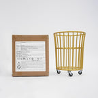 Household Storage Basket, 360° Rolling Movable Laundry Basket,Floor-Standing White Multi-layer Clothes Organizer for Kitchen,living Room and Bathroom (Metal Gold)