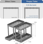 2PC Under Sink Organizer Rack 2 Tier Under Sliding Cabinet Basket Organizer Drawer with 4 Hooks, Multi-purpose Under Sink Storage for Bathroom Kitchen Desktop（Grey）