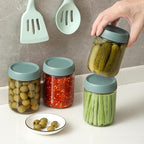 NETANY 6-pack 16oz Glass jars with Airtight Lids, Overnight Oats Containers with Lids, Wide mouth Mason Salad jars, Glass Food Storage Containers for Snacks Yogurt Spice Sugar - Green