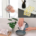 Reusable Dishcloths Kitchen Towels Cotton: 30 Packs 10X10 Washable Roll Paperless Paper Towels Absorbent Dishcloths Set Dish Tea Towel for Kitchen Drying (15Bee+15Daisy, 10×10")
