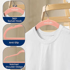 50 Pieces Velvet Hangers - Space Saving Heavy Duty Slim Suit Clothes Hanger Set with 360 Degree Swivel Metal Hook, Can Hold Up to 10 Lbs. for Coats, Jackets, Pants & Dress (Pink)