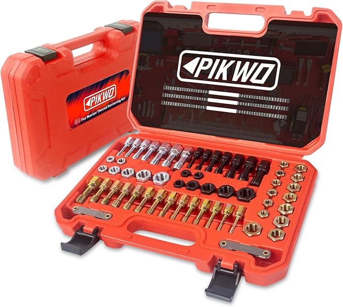 61Pcs Thread Chaser Repair Kit, Rethread Repair Tool, UNC UNF & Metric Thread Restorer Set with Thread Pitch Gauge