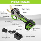 WORKPRO 12V Electric Pruning Shears, Battery Powered Pruning Shears, Cordless Tree Pruner, 1.2 Inch Cutting Diameter, Branch Cutter Gardening Scissors with 2 Pack Rechargeable Battery and Fast Charger