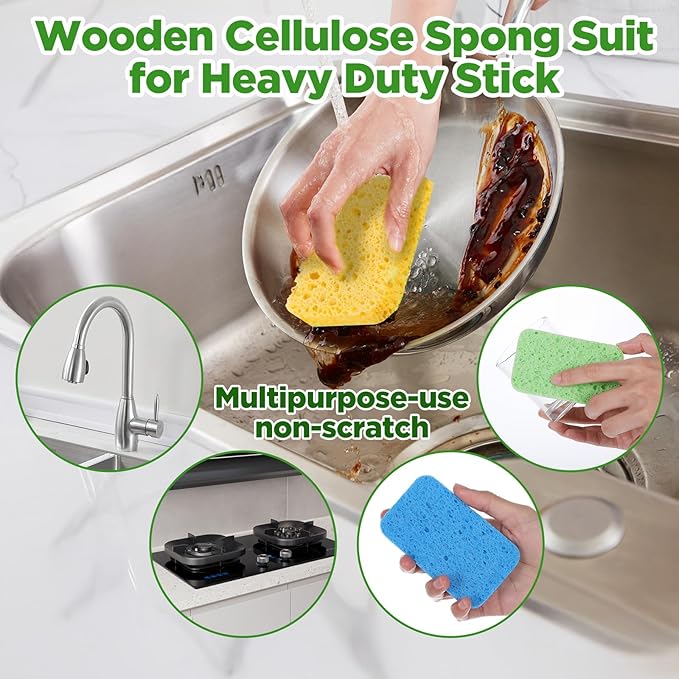 100 Pcs Kitchen Sponge Bulk Natural Sponges for Dishes Compressed Sponges Wood Pulp Cleaning Sponge Without Scratching for Kitchen Bathroom, 3.9 x 2.4 x 0.4 Inch (4 Colors)