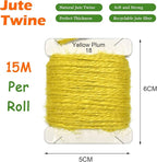 Jute Twine 15m Long Twine String for Crafts Gift Wrapping Packing Gardening Crochet Knitting Macrame Decor (Yellow Plum)