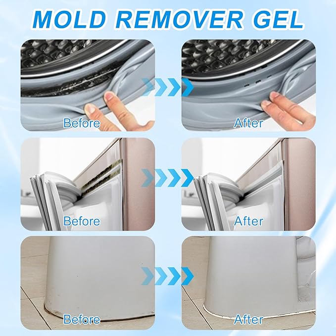 Home Remover Gel, 2 Pack Washing Machine Cleaner, Front Load Washer Remover Gel For Refrigerator Strips, Best Black Stain Grout Cleaner For Tile, Wall, Bathroom, Shower, Sinks, Glass (10 Fl oz)