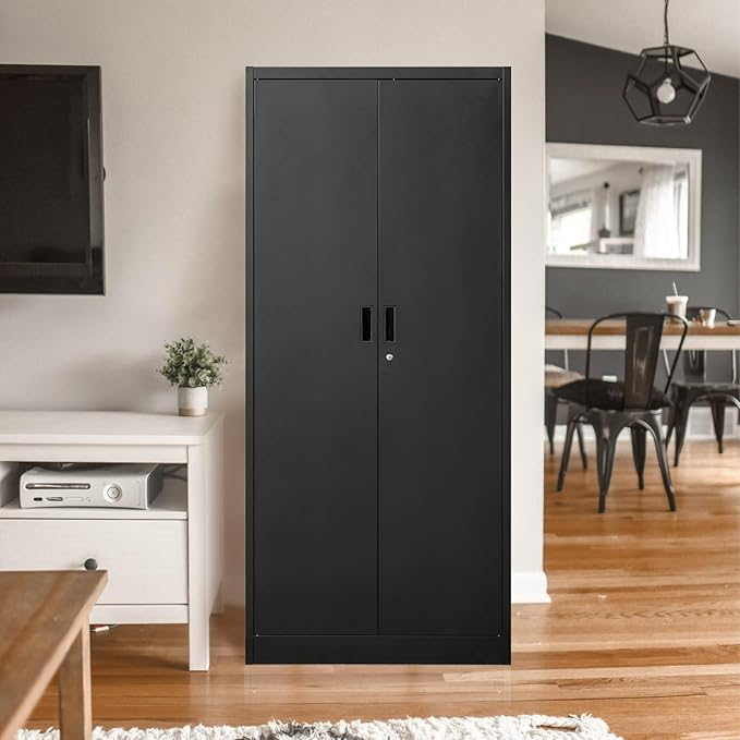 Storage Cabinet, 72 Inch Tall Metal Storage Cabinet with Doors and Shelves,Heavy Duty Metal Cabinet, Pantry Cabinets for Kitchen Storage, Garage Cabinet for Living, Dining Room