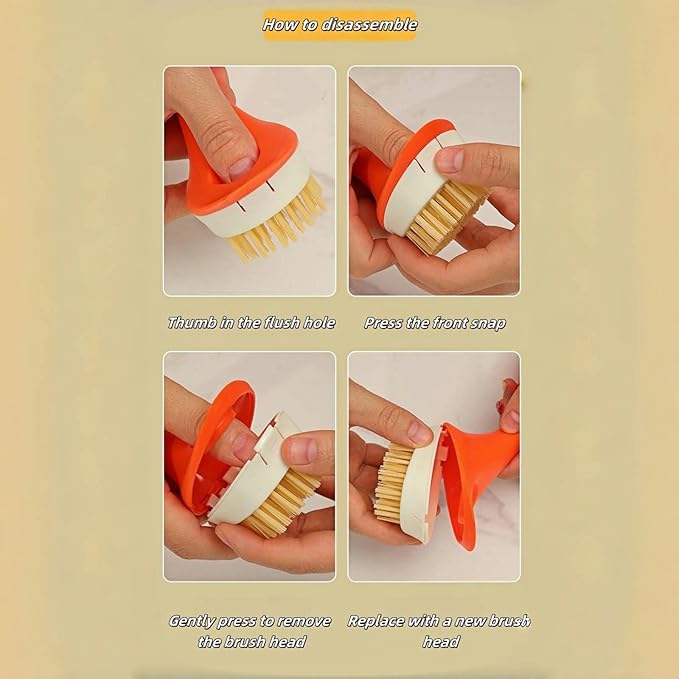 Dish Brush with Handle, Dish Scrubber Brush Set with Built-in Scraper Flush Hole Design Nylon Bristles Safe for Non-Stick & Coated Cookware,Kitchen Brushes for Dishes,Pots, Pans and Sinks (Orange)