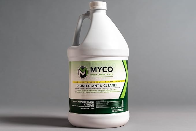 Myco Mold Control RTU – Ready-to-Use EPA-Registered Hospital Grade Disinfectant & Cleaner, Quat Formula for Mold Remediation & Bacteria Control, Commercial & Residential Use, 1 Gallon