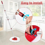 Mop Handle for Ocedar, Mop Handle for O Cedar, Spin Mop Replacement Handle for O Cedar, 4-Section Spin Mop Handles and Base for Ocedar, 30" to 58" Mop Stick Pole Handle and Base for Ocedar Spin Mop