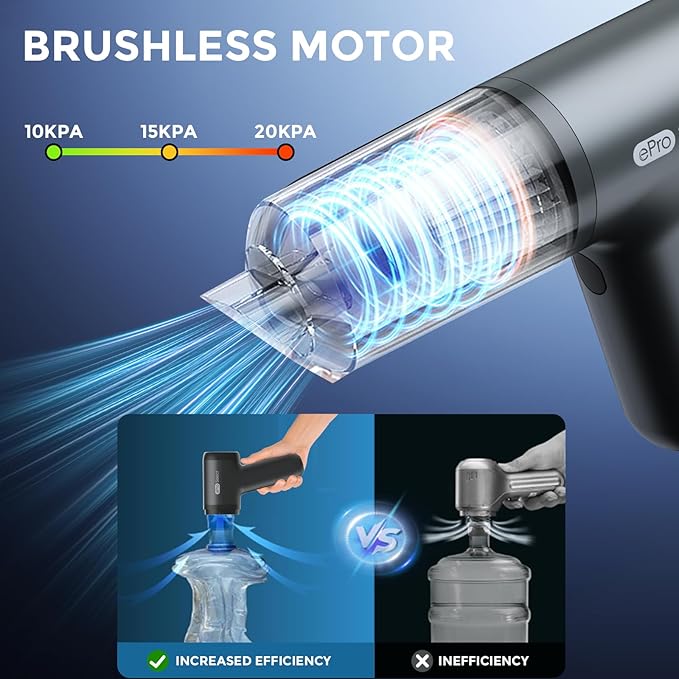 Car Vacuum,2 Suction Modes,Portable Mini Cordless Cleaner with 20000pa Suction Power,Type-C Charge,with Handheld Vacuum for Home,Car, Office Desk, Keyboards