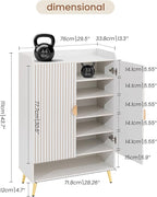 COSIEST 43" 7-Tier Shoe Cabinet with Doors, Wooden Shoe Storage Cabinet with Adjustable Shelves, Freestanding Shoe Rack Organizer for Entryway, Hallway, Closet, Living Room, White