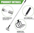 Long Hand Cultivator, Carbon Steel & Stainless Steel Tiller Cultivator, Garden Cultivator with Telescopic Handle and Soft Handle Cover, Hand Tiller for Digging Loosening Weeding