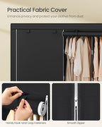 SONGMICS Portable Closet, Wardrobe Closet Organizer with Cover, 5 Hanging Rods and Shelves, 4 Side Pockets, 17.7 x 83 x 65.7 Inches, Large Capacity for Bedroom, Living Room, Ink Black URYG095B01