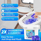 RV Toilet Treatment Drop Ins, Extra Strength Septic Tank Treatment & Cleaner, Waste Breakdown/Odor Control, RV Black Tank Treatment for RVs, Boats & Portable Toilets, Lavender Flavor, 50 Pack