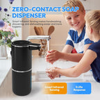 Automatic Foaming Soap Dispenser,Touchless Foam Soap Dispenser,12.8oz Rechargeabled Wall Mounted Smart for Bathroom and Kitchen Dish Soap,Easy for Toddlers(Black)
