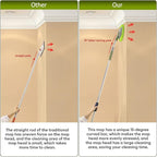 Wall Cleaner, Max 66'' Wall Mop with Long Handle, Ceiling Dust Mop with 15° Labor-Saving Elbow Extension Pole, Baseboard Duster Washer Scrubber, High Reach Window Cleaning Brush, Roof Cleaning Tool-GN
