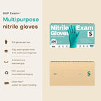 SUP Powder-Free Nitrile Gloves, 100 Count Food Safe Latex-Free Disposable Gloves for Medical Cooking Cleaning Food Prep, Teal