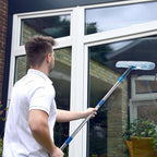 Window Squeegee with Scrubber for Home and Outdoor Glasses Cleaning, 6 Ft Long Handle 2 in 1 Professional Window Washing Kit with Replacement Rubber Blade, Car Windshield Cleaner Tool