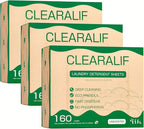 CLEARALIF Laundry Detergent Sheets (480 Loads), Unscented,Great For Travel, Apartments, Dorms, Laundry Detergent Strips Eco Friendly & Hypoallergenic (Pack of 3)