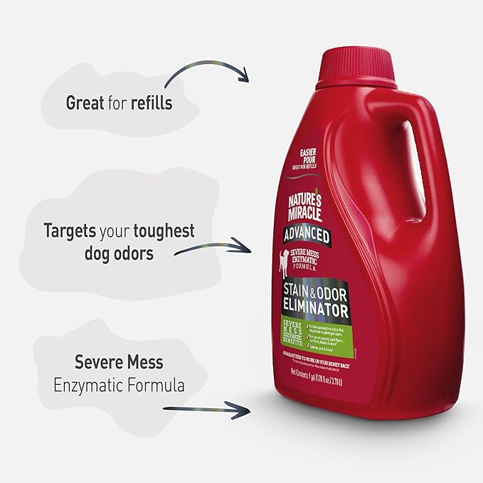 Nature’s Miracle Advanced Stain And Odor Eliminator for Dogs, Fresh Scent, Severe Mess Enzymatic Formula For Tough Pet Messes, 1 Gallon