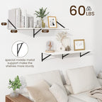 Fun Memories Floating Shelves for Wall, 12 Inch Deep Floating Shelves Set of 2, 36W x 12D Large Wall Shelf with Sturdy Metal Brackets for Living Room, Bathroom, Bedroom and Kitchen, White