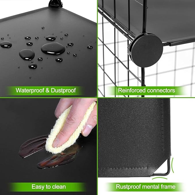 TUMUCUTE Wire Cube Storage Organizer, Metal Storage Shelves Bookshelf, Stackable Modular Closet Organizer for Bedroom Living Room, Office,Storage Shelves（16-Cube，Black）