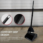 KLEEN HANDLER 48.5" Broom with Dustpan Combo Set with Long Handle for Home, Kitchen, Office, Lobby, Indoor/Outdoor Sweeping & Commercial Use, Black (1 Set)
