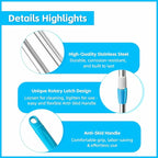 Spin Mop Replacement Handle, 47.6-inch 360 Degrees Rotating Telescopic Replacement Mop Stick with a Robust Stainless Steel Disc for Spin Mop Bucket Cleaning System (Stainless Steel Disc,Blue)