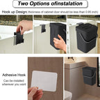 Compost Bin Kitchen, Bring 5 Rolls (100) of Garbage Bags, for Use on Countertops or Under Sinks, Hanging Trash Can with Lid, for Cupboard/Bathroom/Bedroom/Office/Camping(Black 0.8 Gallon/3L)