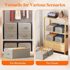 Lifewit 4 Pack Clothes Organizer, 6 Grids Closet Jean Storage Bins with Handles and Support Boards, Foldable Drawer Organizer for Sweater, Pants, T-shirt, Dress, Grey, Size 16.5''x10.6''x7.1''