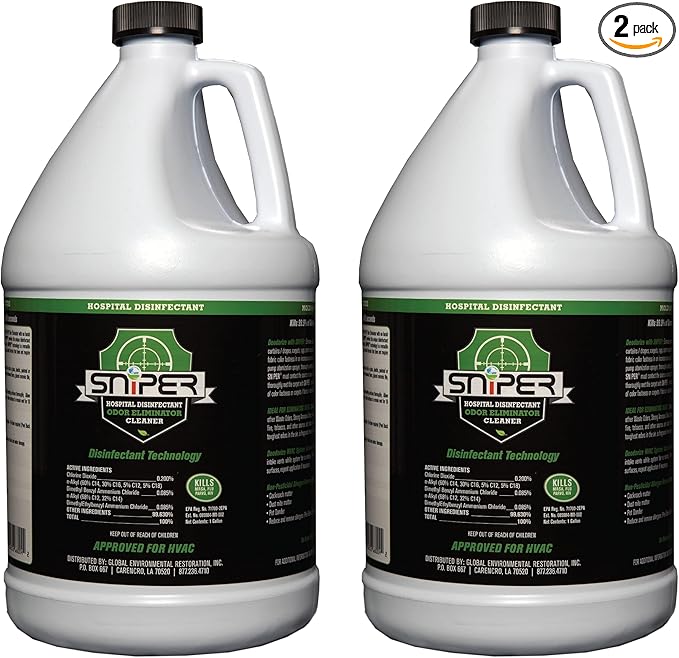 SNiPER Hospital Disinfectant, Odor Eliminator & All-Purpose Cleaner, 1 Gallon, 2-Pack