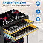 5 -Tier Heavy Duty Rolling Tool Cart on Wheels with 2 Lockable Drawers, Pegboard & Locking Wheels, 400Lbs Capacity Mobile Garage Storage Organizer for Mechanics, Workshop