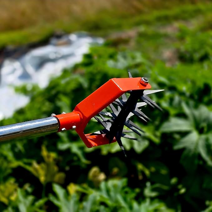 67-Inch Garden Cultivator with Tempered Spring Steel Tines, Adjustable Stainless Steel Handle, Manual Rotary Design for Soil Loosening