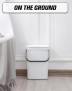 Kitchen Compost Bin - 3.2 Gallons Hanging Trash Can with Lid for Kitchen Bathroom, Under Sink Trash Can, Outdoor Compost Bucket with Lid, 12L(White)