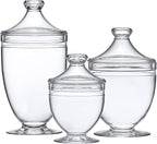 Amazing Abby - Aspire - Plastic Bathroom Canisters (3-Piece Set, 46/34/12 oz) (NOT Glass), Acrylic Apothecary Jars for Vanity, BPA-Free and Shatter-Proof, Great for Cotton Balls and Bath Sponges