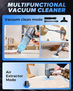 Saker Car Vacuum Portable Cordless, Foldable Mini Handheld Vacuum Cordless and Air Duster 17000PA High Power Vacuum Cleaners for Home,Cars,Office Cleaning HL133 Silver