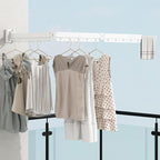Clothes Drying Rack, Laundry Drying Rack Wall Mount for Bathroom, Retractable and Foldable Clothes Hanging Rack for Indoor, Space Saver for Laundry Room, Balcony, Closet, Bedroom(3-Fold),White