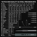 STREBITO Mini Electric Screwdriver, 155 in 1 Electric Precision Screwdriver Set with 140 S2 Magnetic Bits, Max 5 N.m, 650mAh Battery, Small Power Screwdriver Electronic Repair Tool Kit for Computer RC