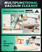 Saker Foldable Handheld Car Vacuum Cleaner Portable Cordless, 17000PA High Power Mini Vacuum Cleaner and Air Duster with Brushless Motor for Home,Cars,Office Cleaning HL133 Olive Green