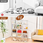3 Pack Clear Storage Bins with Lids, Storage Containers with Magnetic Door, Stackable Acrylic Display Case for Handbags, Cosmetic, Multifunctional Storage Boxes for Dorm, Living Room, Bedroom Storage