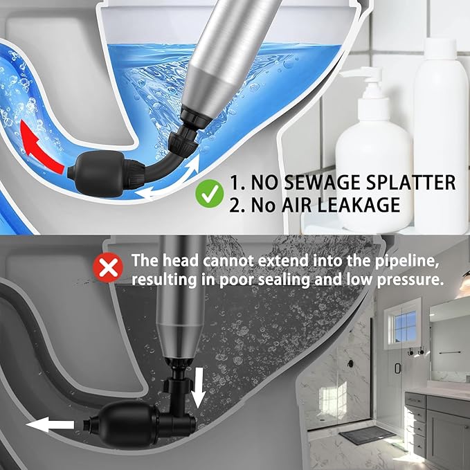 Electric Toilet Plungers For Bathroom Heavy Duty Drain Clog Remover Air Plunger High Pressure Toilet Unclogger Unclog Toilet Drain Unclogger Tool Drain Snake Toilet Clog Remover