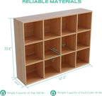12-Cube Storage Shelf Bookcase - Wooden 3-Tier Floor Standing Open Bookshelf for Home and Office, Display Cabinet, Oak